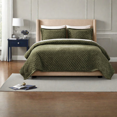 De literie en velours pour très grand lit, couvre-lit matelassé vert pour maison moderne