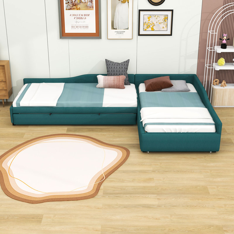 Lit de jour simple avec couchette Blithedale, Vert