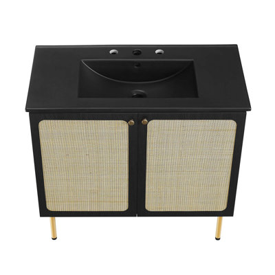Meuble-lavabo simple 36 po avec plateau en bois Modway