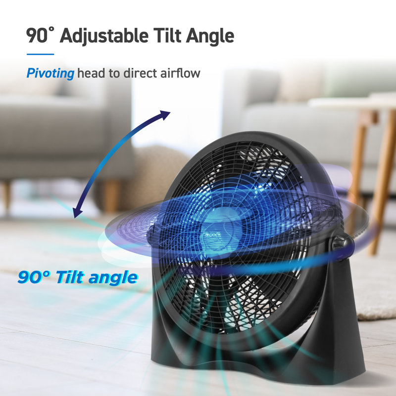 Commercial Cool Black High Velocity 16" Floor Fan with Adjustable Tilt