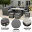 Red Barrel Studio® 7 Pieces Patio Furniture Set, Outdoor Sectional Conversation Sofa Set Wicker Rattan Couch With Dining Table And Ottomans Grey