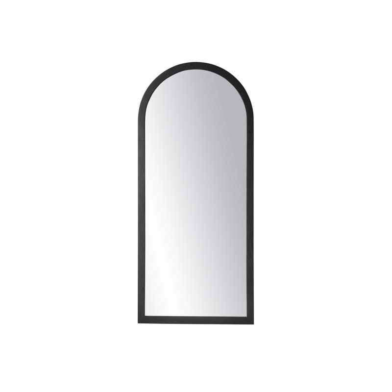 Mosso Arch Solid Wood Mirror, 35.43" x 15.75", Black