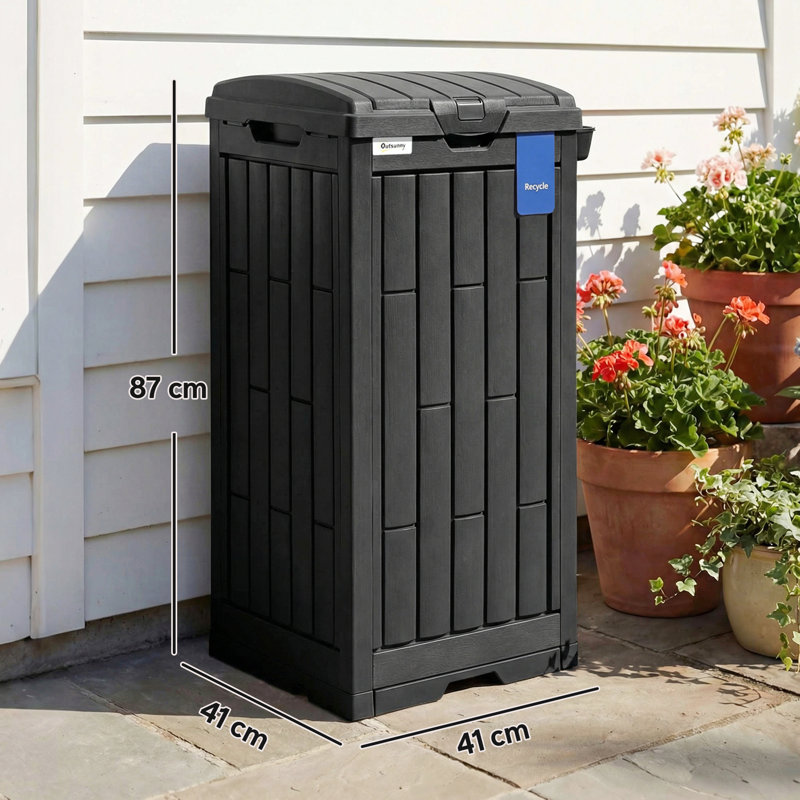 Plastic Manual Lift Outdoor Trash & Recycling Bin - 110L
