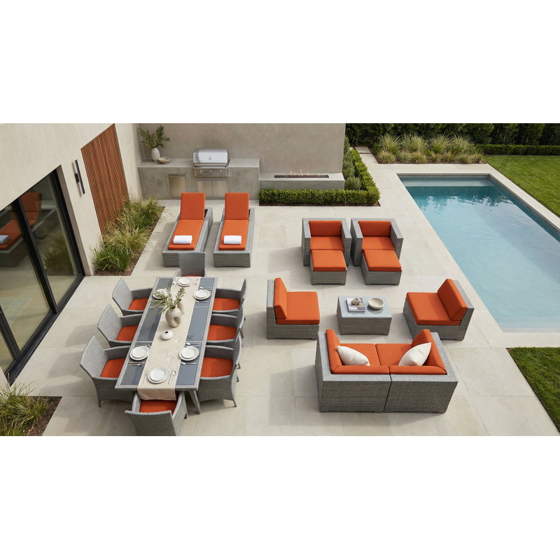 Ensemble de conversation en osier Pavior, gris, Toile Sunbrella® toscan