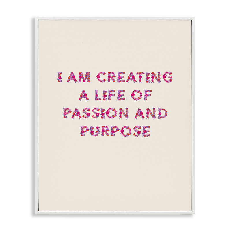 «Life of Passion & Purpose Art», par Dina Riddle, H 14 po x l 11 po, Estampe numérique encadrée blanc bord de mer