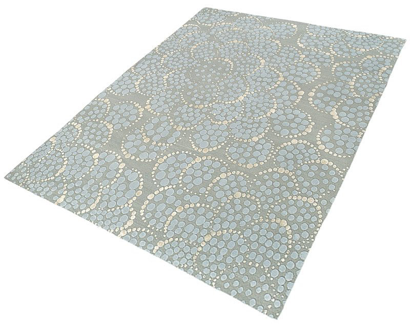 Effervescence Polka Dots Area Rug in Beige/Blue/Gray, Rectangle 3' x 5'
