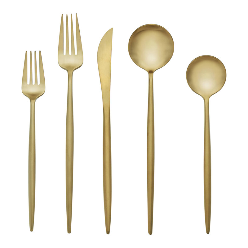 Skandia Zephyr Mirror 20-Piece Flatware Set, Or