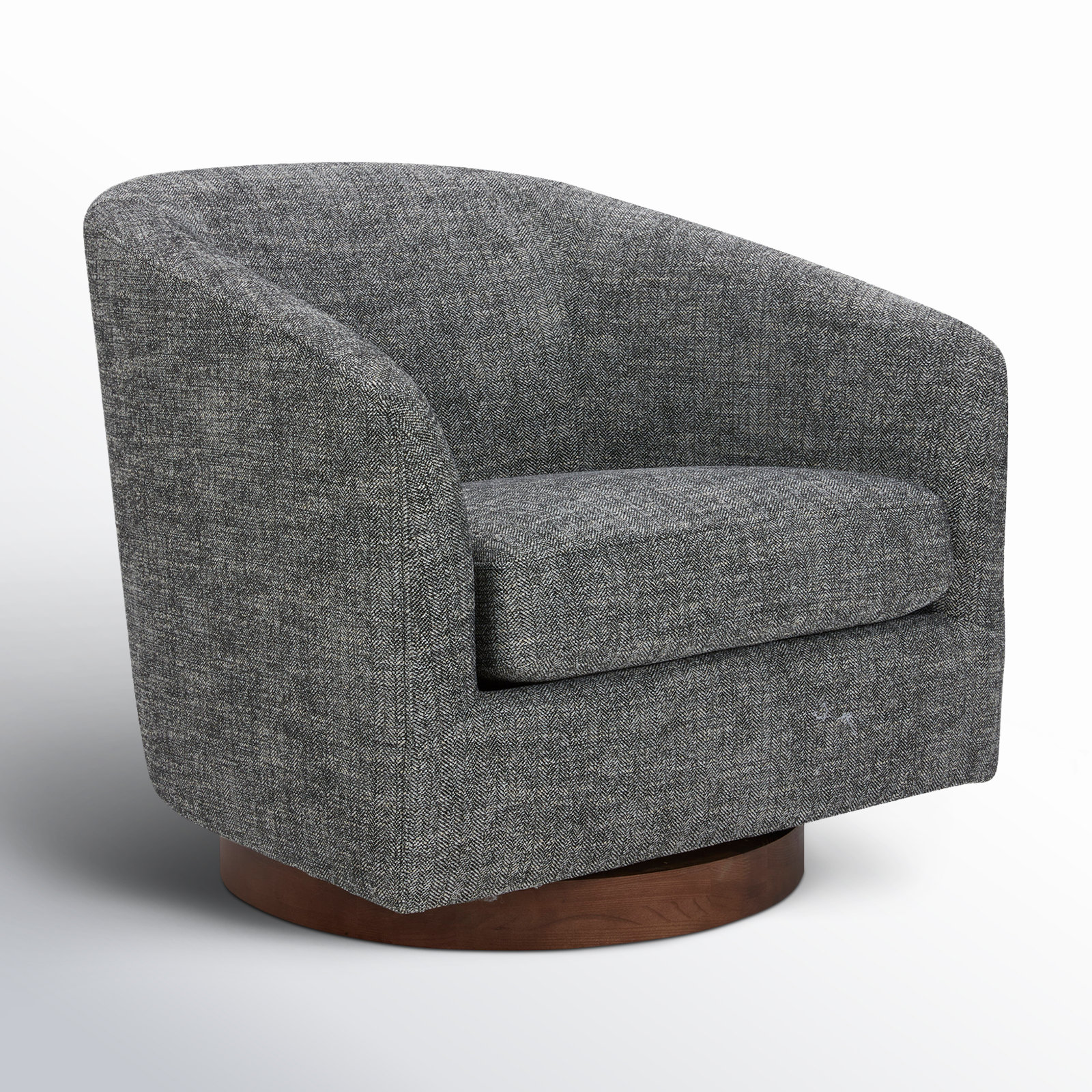 Bennett Swivel Barrel Chair, Dark Gary Tweed