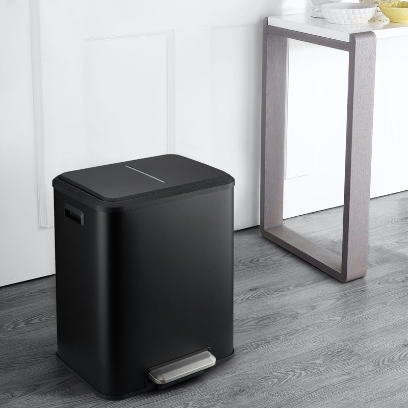 Matte Black Stainless Steel 8 Gallon Pedal Trash Can