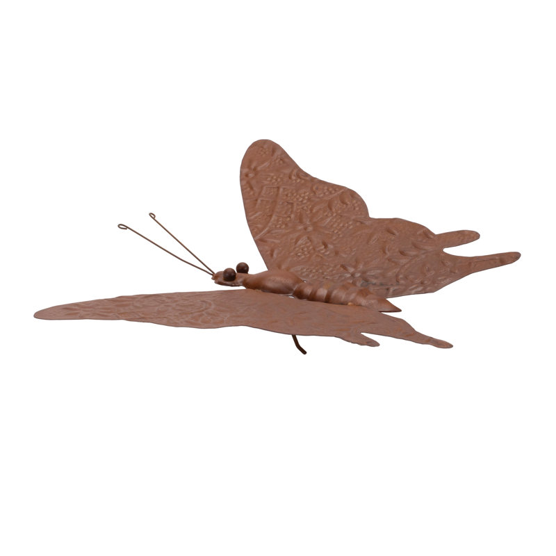 Décoration de jardin papillon en métal bronze L 12,5 po