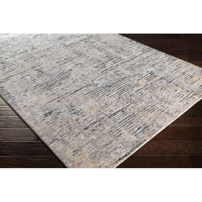 Tapis abstrait gris clair / gris anthracite, Rectangle 5 pi x 7 pi 5 po