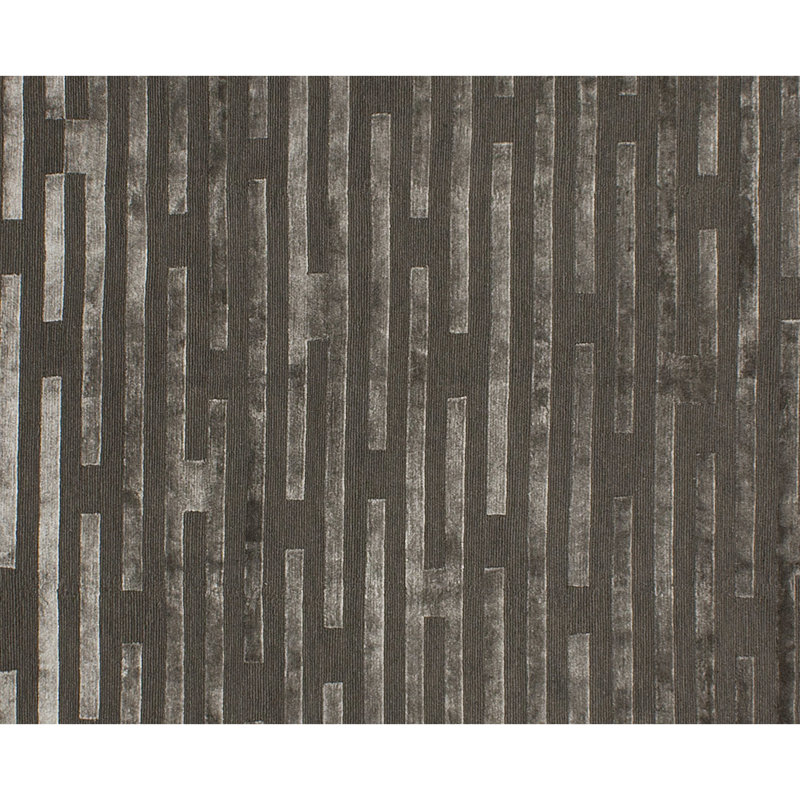 Striped Area Rug in Charcoal/Silver, Rectangle 9' x 12'