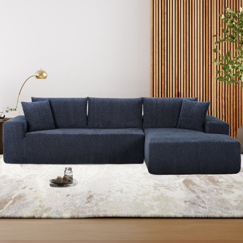 Lorett 2 - Piece Upholstered Sectional, Dark Blue