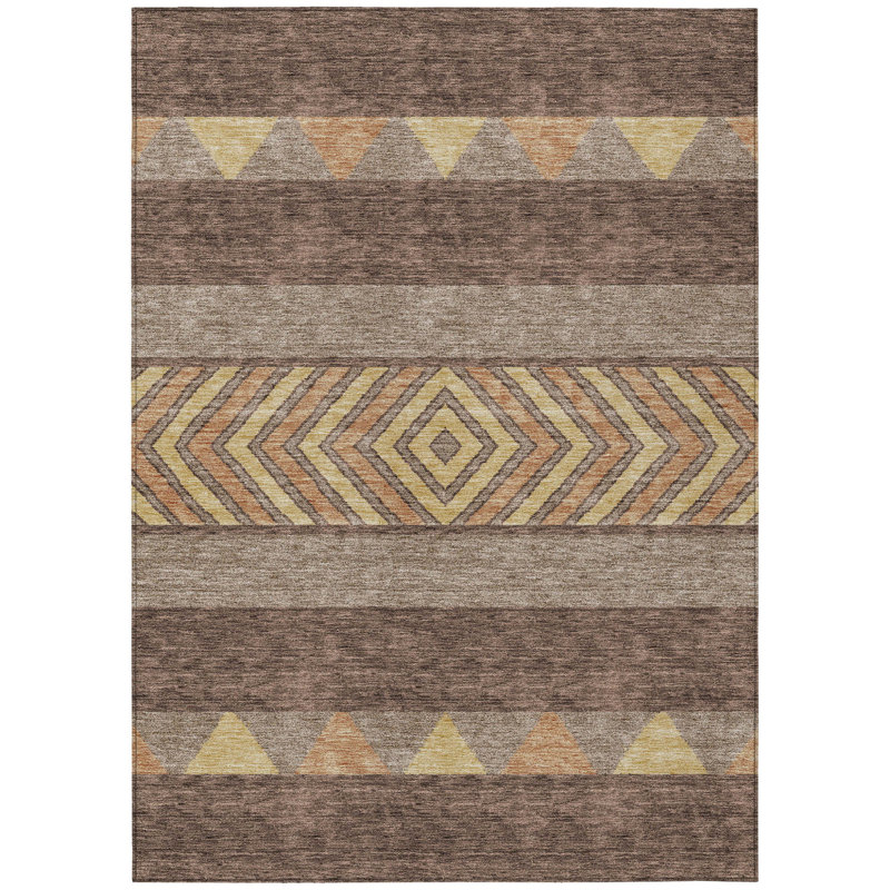 Tapis intérieur / extérieur brun lavable 3 pi x 5 pi Fabre