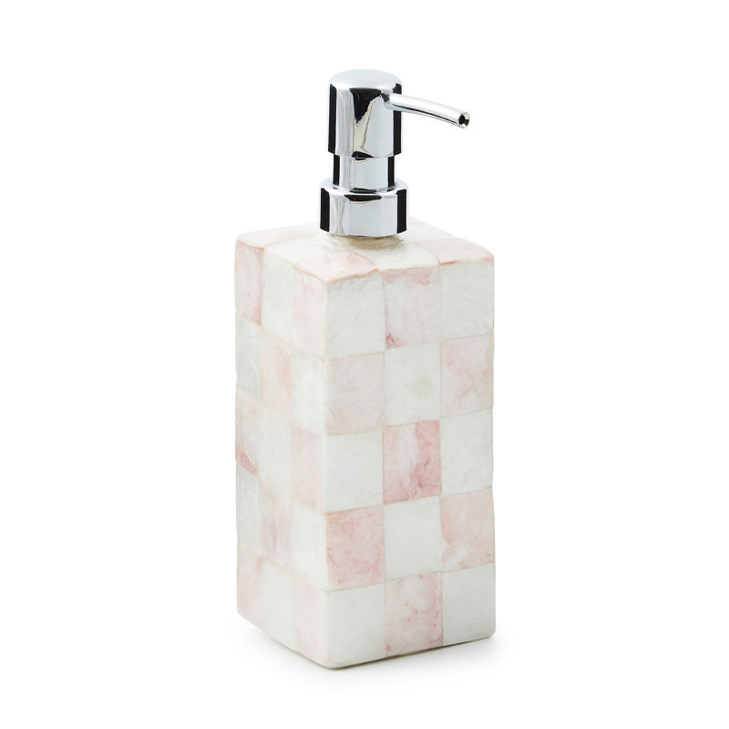 Rosy Check Capiz Soap Pump, Pink/White/Silver