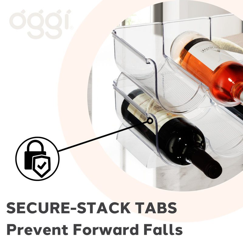 Oggi Neat 3 Bottle Tabletop Wine Bottle Rack in Clear