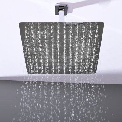 Bathroom Luxury Rain Mixer Combo Set Wall Mounted Rainfall Shower Head System Polished Chrome, (Contain Faucet Roughin Valve Body And Trim)