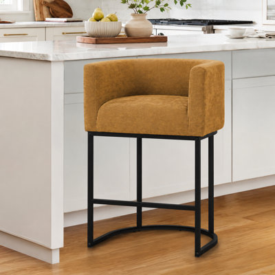 Upholstered Counter Height Stool with Metal Frame