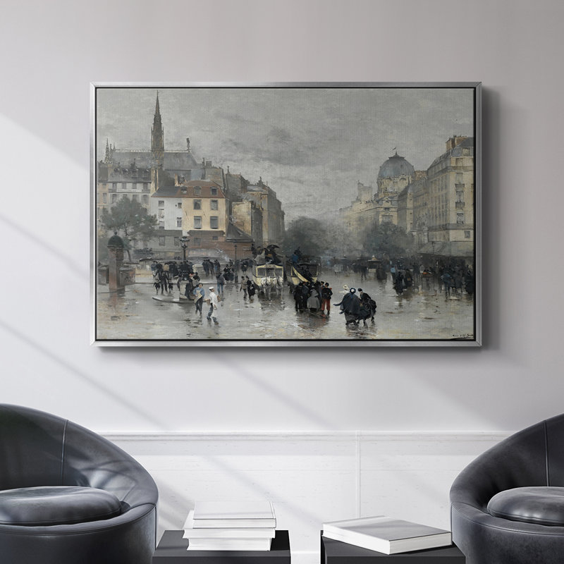 Paysage rétro -DI, H 25 po x l 37 po x P 2 po, Gold Framed Canvas