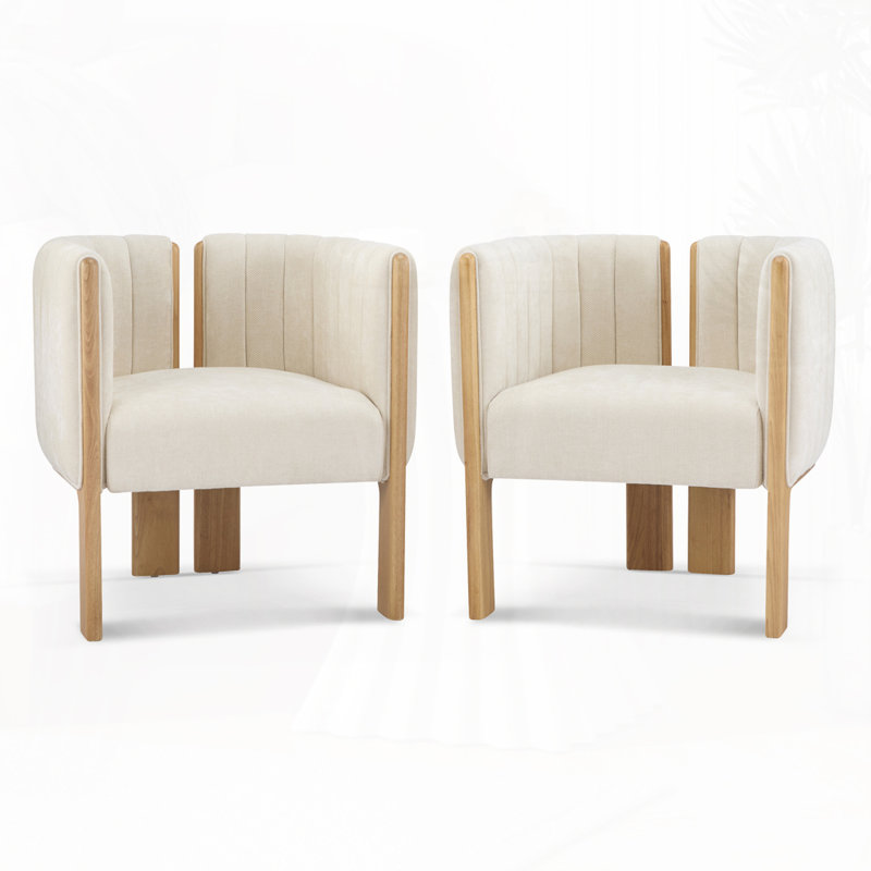 Chaise de salle à manger en bois avec accoudoirs, Beige, Naturel