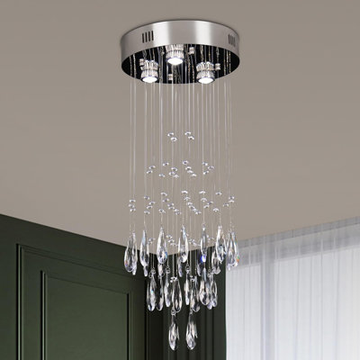 11.8" Modern Luxury K9 Crystal Flush Mount Ceiling Light Fixture For Living Room, Bedroom