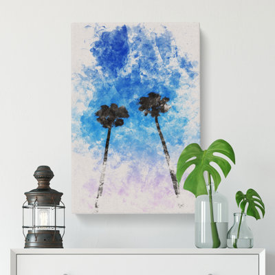 Two Palm Trees Watercolour - Wrapped Canvas