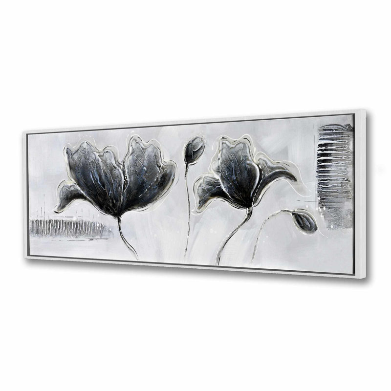 Toile florale de style industriel | Art mural botanique encadré, H 17,25 po x l 49,25 po