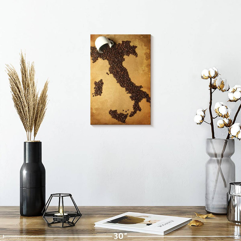 Yarlin Italian Coffee Map, 12" H x 8" W