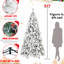 Arbre de Noël floqué, 6 pi de hauteur, 350 lumières DEL blanc chaud, 752 pointes, branches enneigées, système de charnières à installation facile, support en métal floqué, assemblage pour une installation sans effort, support robuste