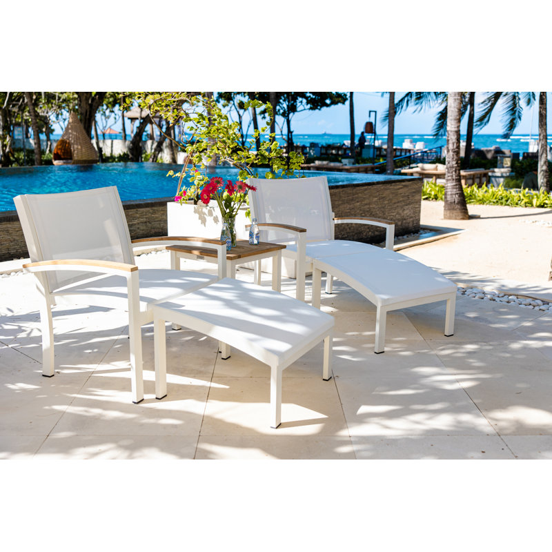 Soho 20" Teak Aluminum Outdoor Tall Square Side Table, White