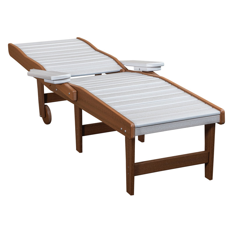 American Furniture Classics HDPE Outdoor Chaise Lounge Chair In Seashell And Antique Mahogany, Brown