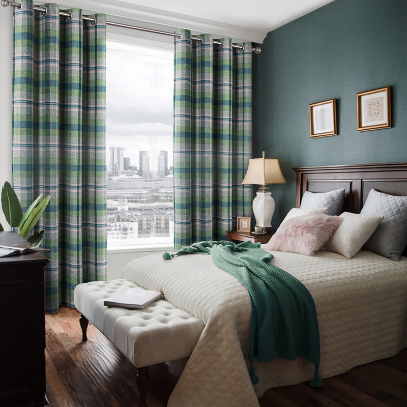 Blackout Curtain Panel Pair, Green, Width 168 x Drop 183 cm