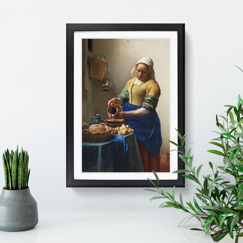 The Milkmaid by Johannes Vermeer - Framed Print, 48cm H x 36cm W x 2cm D, Black Framed