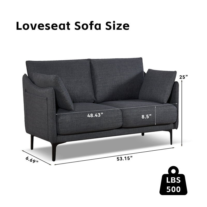 Canapé 2 places en tissu Loveseat, Noir