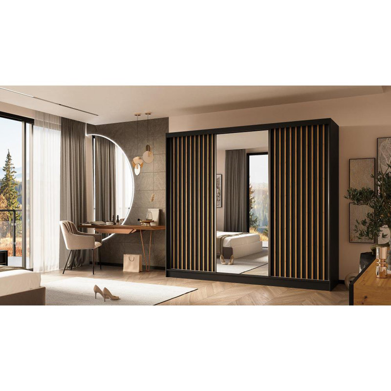 Brecklyn 3 Door Sliding Wardrobe, Dark Brown