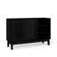Buffet 47,3 po avec rangement, buffet cannelé de ferme avec 2 portes et pieds en bois massif, meuble télé, meuble de rangement pour la cuisine, la salle à manger, le vestibule, l'entrée, le couloir, noir
