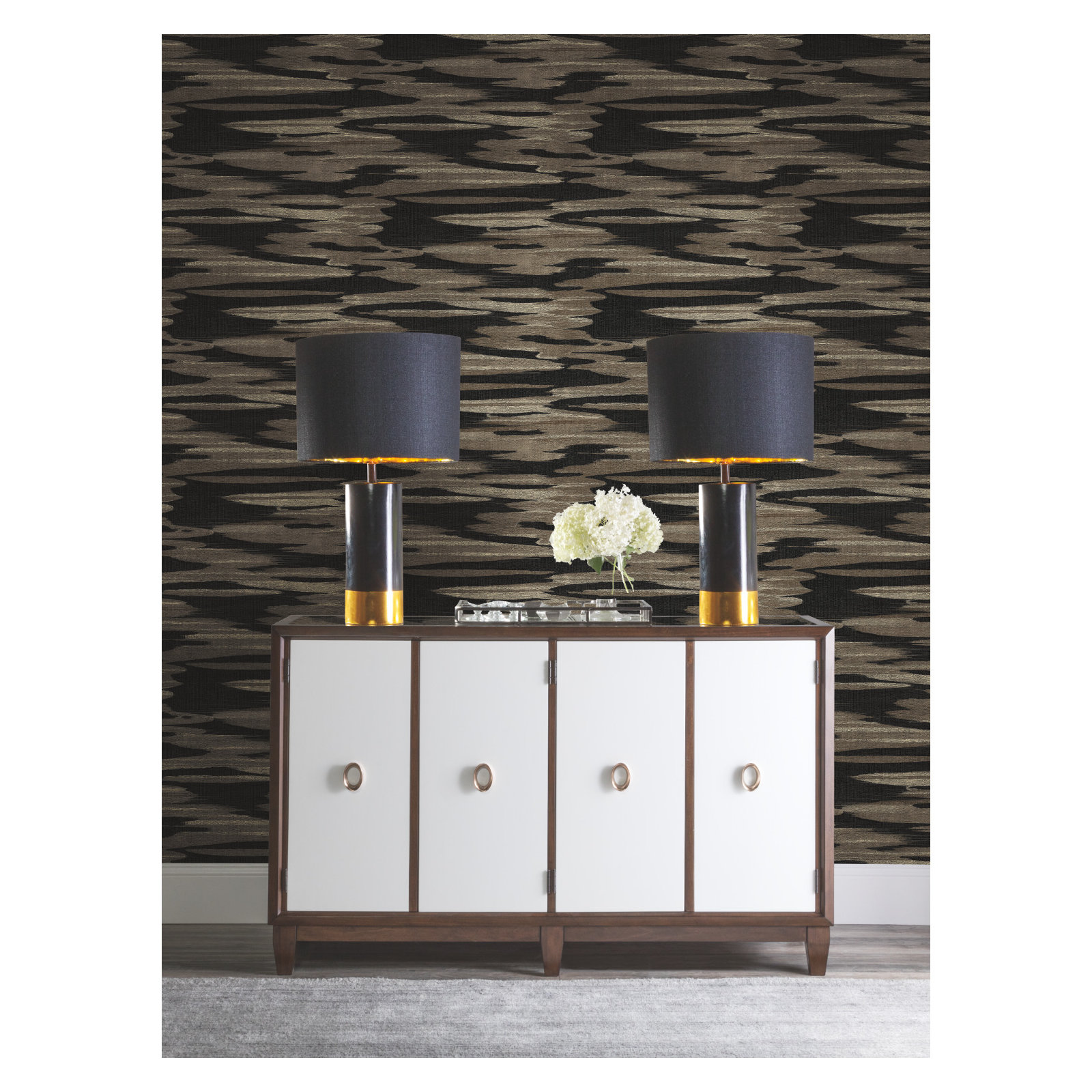 Surrey Striped Wallpaper, Black
