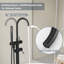 Robinet de baignoire autoportant avec douche à main Robinet de baignoire à fixation au sol en acier inoxydable 304 avec robinet pivotant à 360 ° en céramique CUPC-125121419