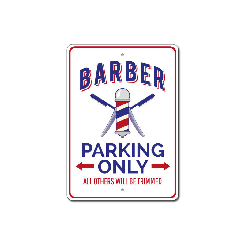 Enseigne en aluminium Barber Shop, H 10 po x l 14 po x P 0,04 po