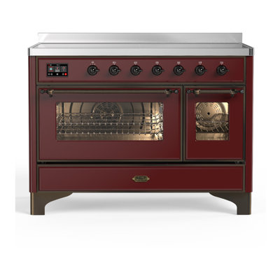 Cuisinière à induction de 48 pouces avec 6 éléments à induction en bourgogne Majestic III Series (garniture brunie)