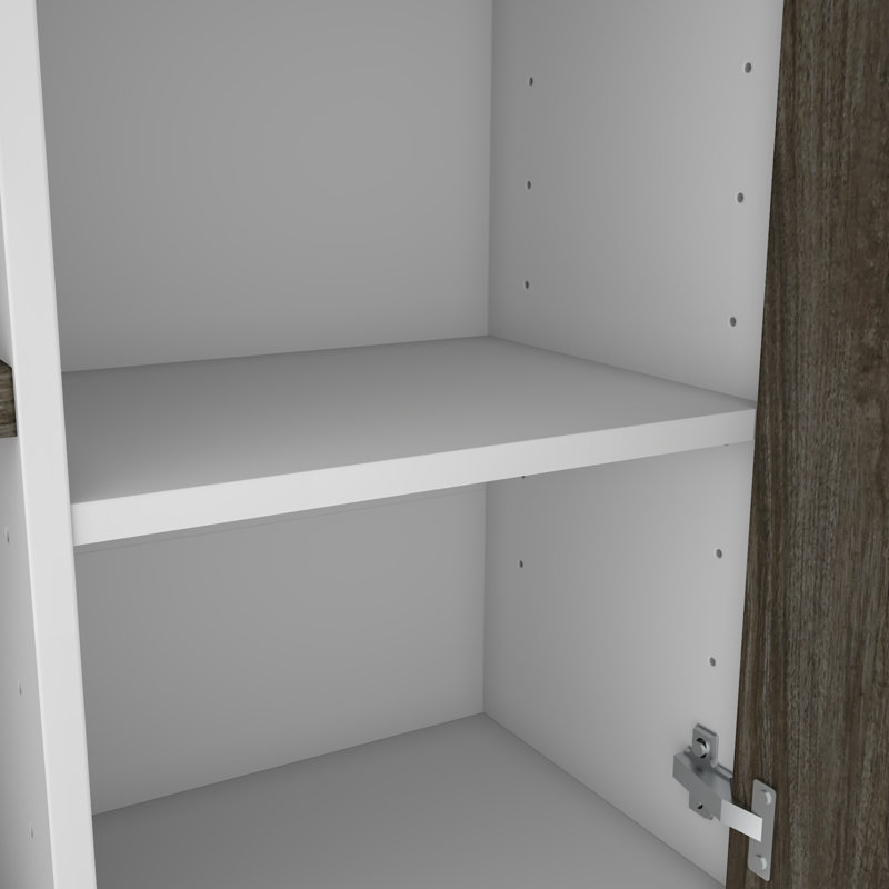 Bureau en U réversible avec rehausse Ocke, Noyer gris / blanc