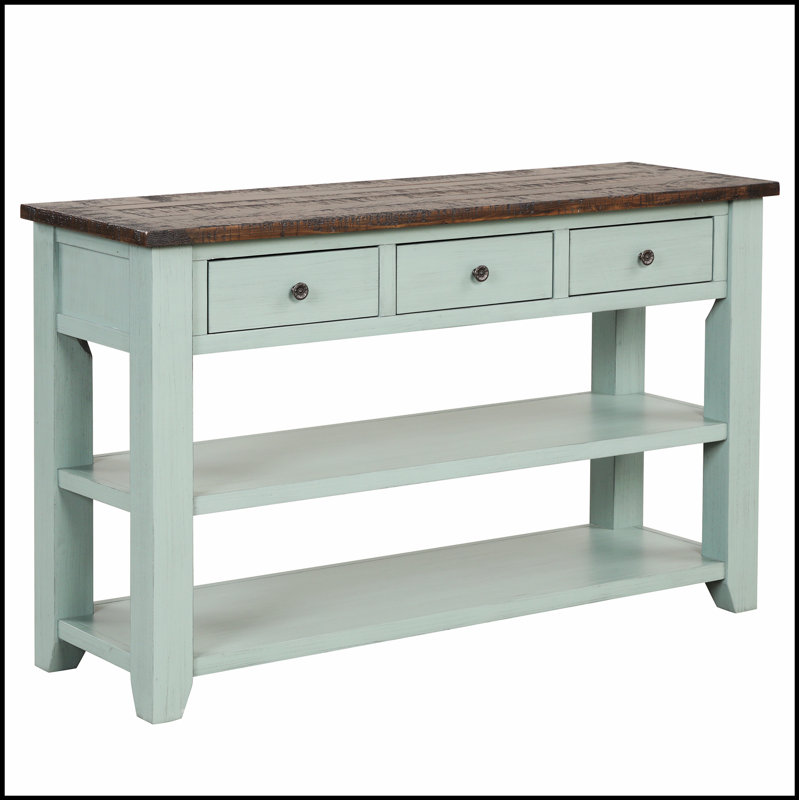 Console en bois de pin massif de 48 pouces avec 3 tiroirs de rangement, parfaite pour les vestibules modernes et les salons