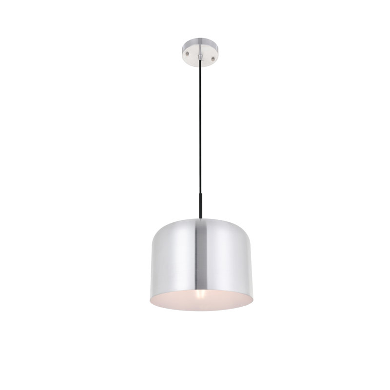 1 - Light Single Pendant, Brushed Nickel/Black