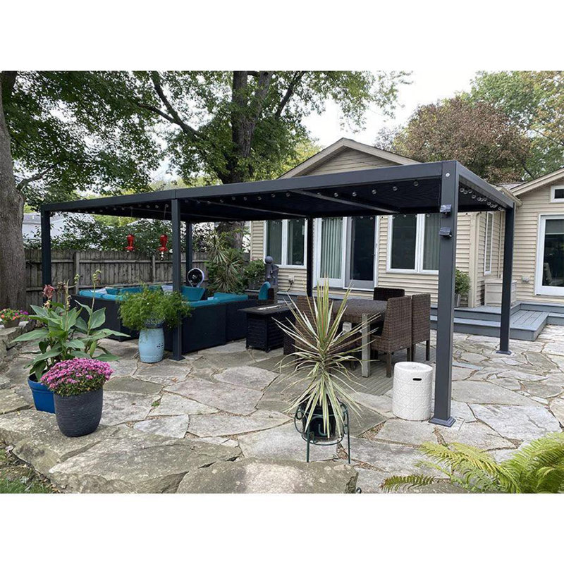 Pergola d'extérieur en aluminium mauve 11 'x 28' avec toit ajustable et système de drainage intégré Pergola surdimensionnée pour terrasse