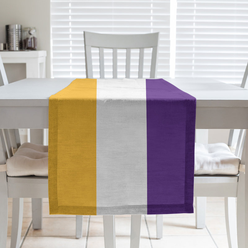 Los Angeles LA Basketball Table Runner, Poly Twill, 72" L x 16" W, Gold/White/Purple