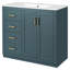 Armoire de salle de bain 36 po avec lavabo en céramique, charnières, 3 tiroirs, rangement spacieux, motif de rainure unique, poignée en métal exquise, glissière de tiroir lisse, style rétro, facile à assembler pour 36-930086224