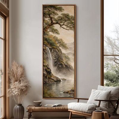 Extra Large Waterfall Mountain Landscape Nature Framed Canvas Print Wall Art