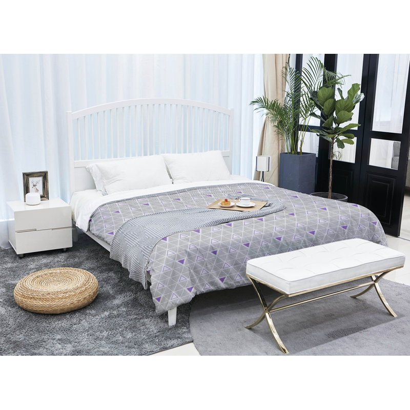 Patricia Geoffrey Polyester Geometric Shapes Comforter, Queen Comforter, Grey/Purple
