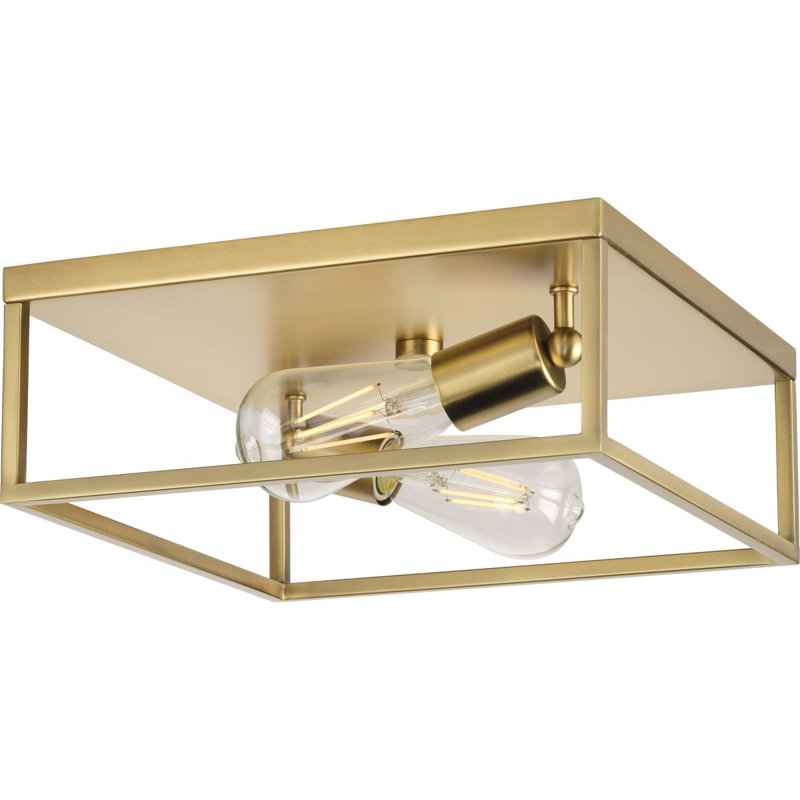 Plafonnier encastré 2 lumières Chaya, Laiton satiné