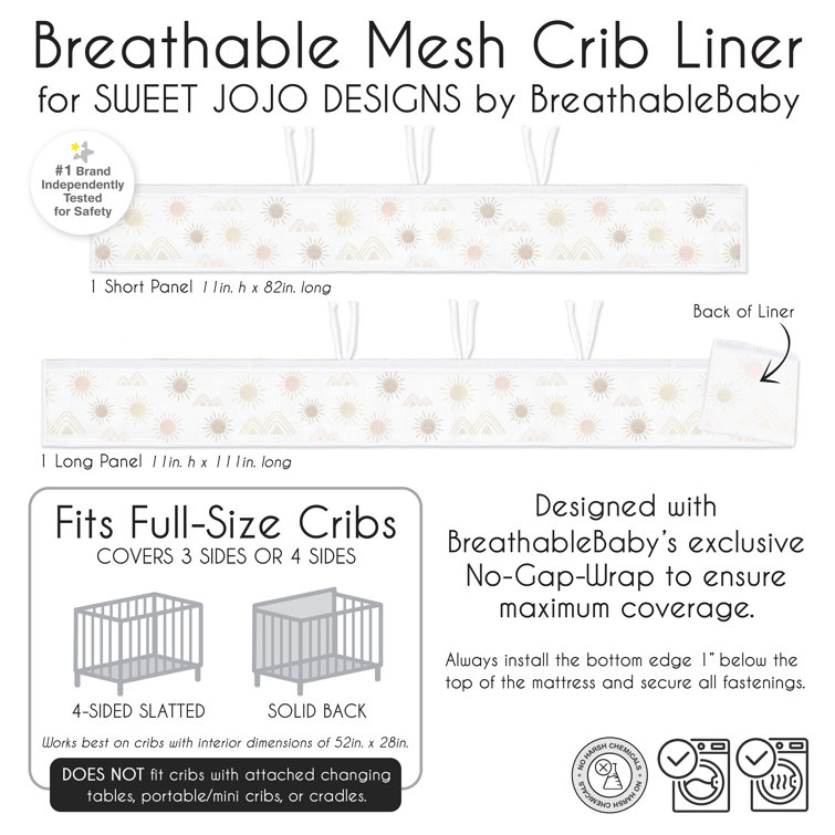 Desert Sun Sweet Jojo Designs + BreathableBaby Mesh Crib Liner Anti Bumper  Pad